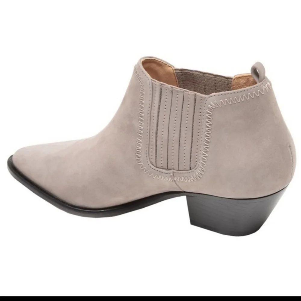 Schutz Jacqueline Suede Ankle Slip-On Bootie in Mouse Taupe Size 10